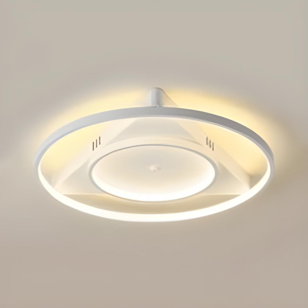 Modern White Ring Triangle LED Flush Mount Ceiling Lamp Image - 4