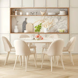 Modern White Round Extendable Stone Dining Table Image - 3