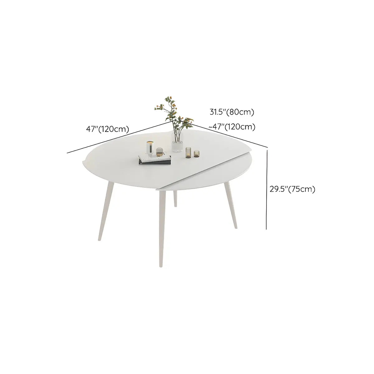 Modern White Round Extendable Stone Dining Table 