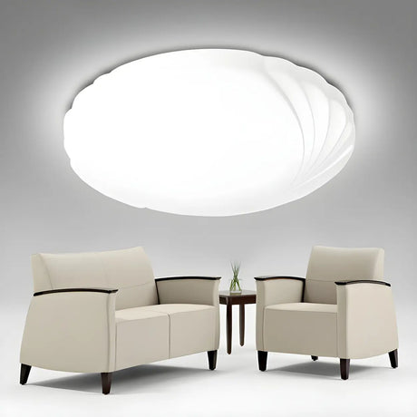 Modern White Round Medium Flush Mount Ceiling Light Image - 1