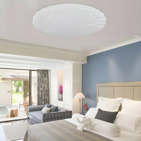 Modern White Round Medium Flush Mount Ceiling Light Image - 2