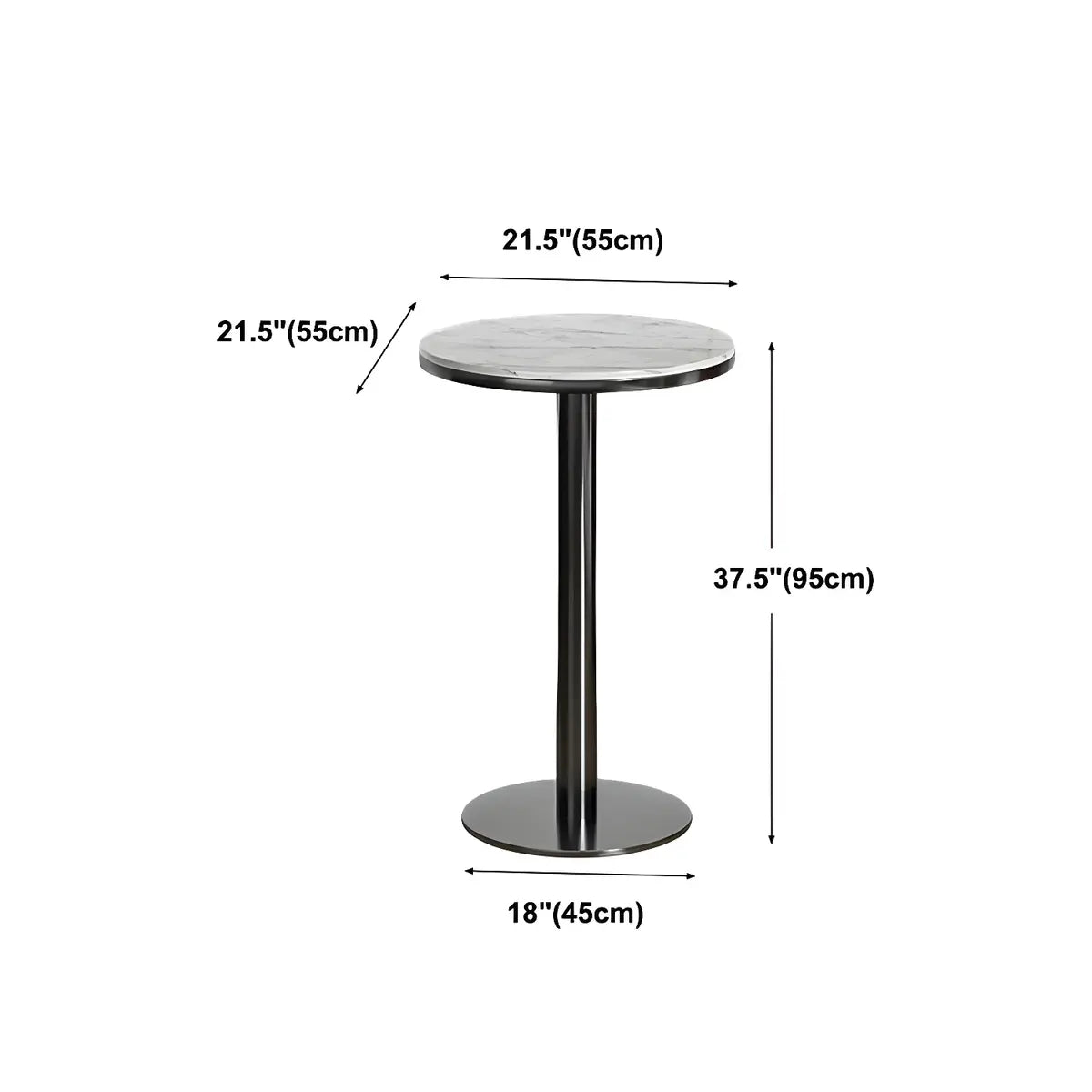 Modern White Round Mini Marble Black Metal High Bar Table Image - 11