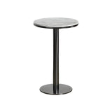 Modern White Round Mini Marble Black Metal High Bar Table Image - 2