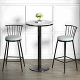 Modern White Round Mini Marble Black Metal High Bar Table Image - 3