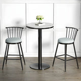 Modern White Round Mini Marble Black Metal High Bar Table Image - 4