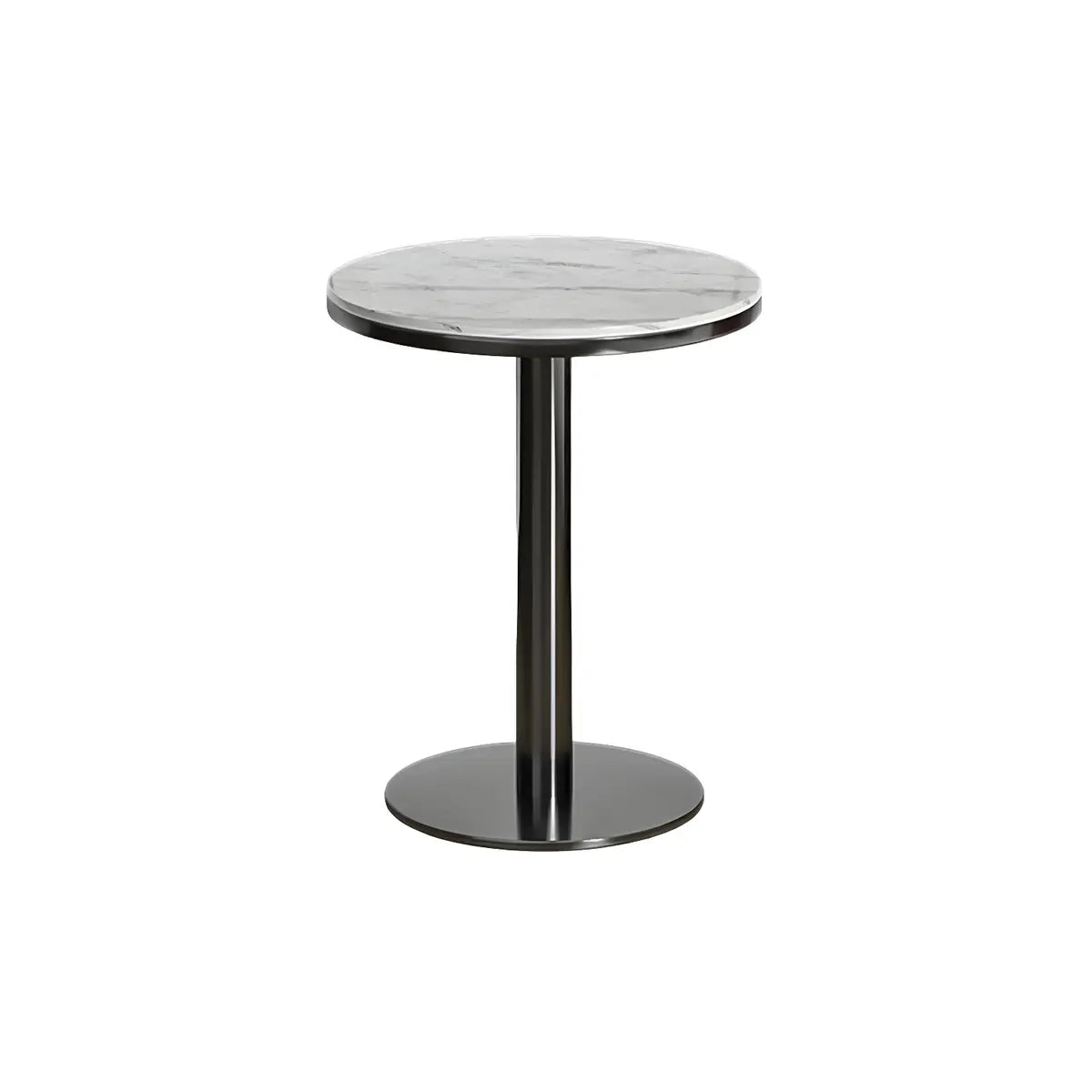 Modern White Round Mini Marble Black Metal High Bar Table Image - 6