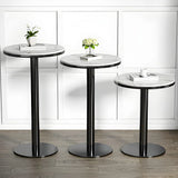 Modern White Round Mini Marble Black Metal High Bar Table Image - 9