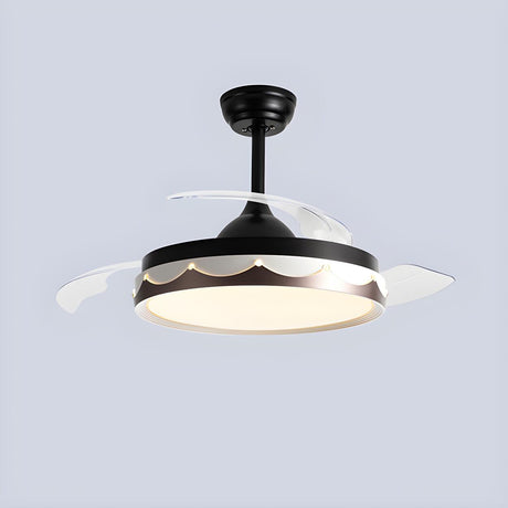 Modern White Round Standard Ceiling Fan with LED Light Image - 2