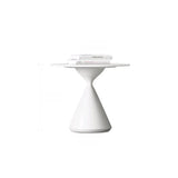 Modern White Round Stone Steel Base Nested Coffee Table Image - 11