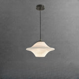 Modern White Schoolhouse Pendant Light with Bi-pin, Direct Wired Electric, Sintered Stone Shade, and Cover Image - 2