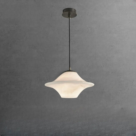 Modern White Schoolhouse Pendant Light with Bi-pin, Direct Wired Electric, Sintered Stone Shade, and Cover Image - 2