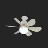 Modern White Shade 5 Blades Ceiling Fan with Light Image - 3