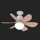 Modern White Shade 5 Blades Ceiling Fan with Light Image - 5