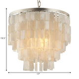 Modern White Shell LED Tiered Pendant Chandelier Image - 5