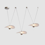 Modern White Shell Pendant Light Adjustable Height Image - 2