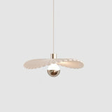 Modern White Shell Pendant Light Adjustable Height Image - 5