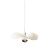 Modern White Shell Pendant Light Adjustable Height Image - 8