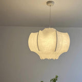 Modern White Silk Lantern Pendant Light Chandelier Image - 1