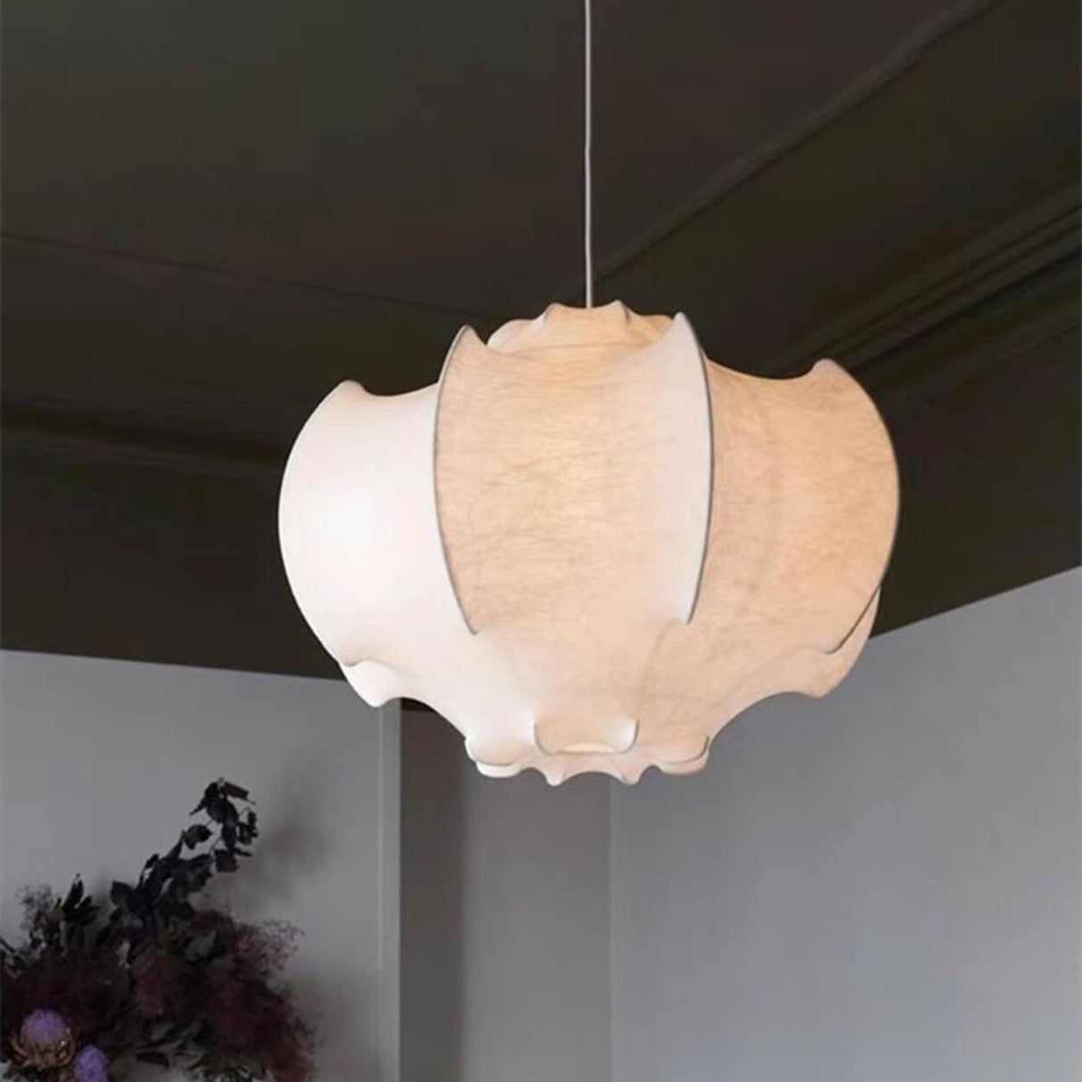 Modern White Silk Lantern Pendant Light Chandelier Image - 4