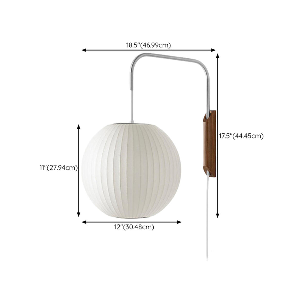 Modern White Silk Lantern Shade Chrome Wall Sconce 