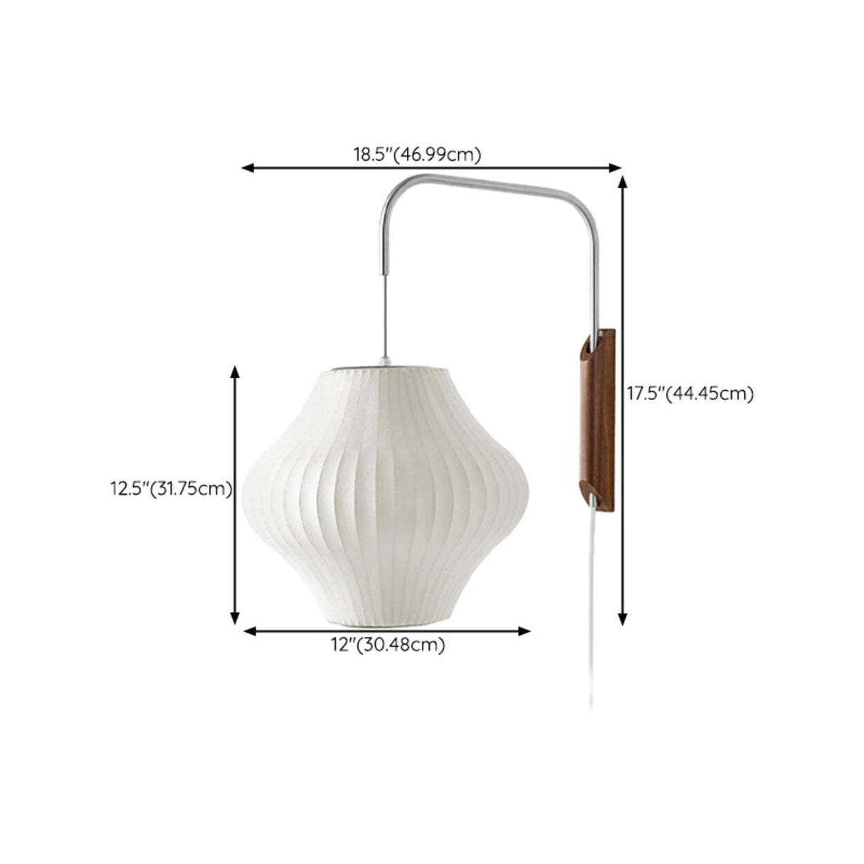 Modern White Silk Lantern Shade Chrome Wall Sconce Image - 17