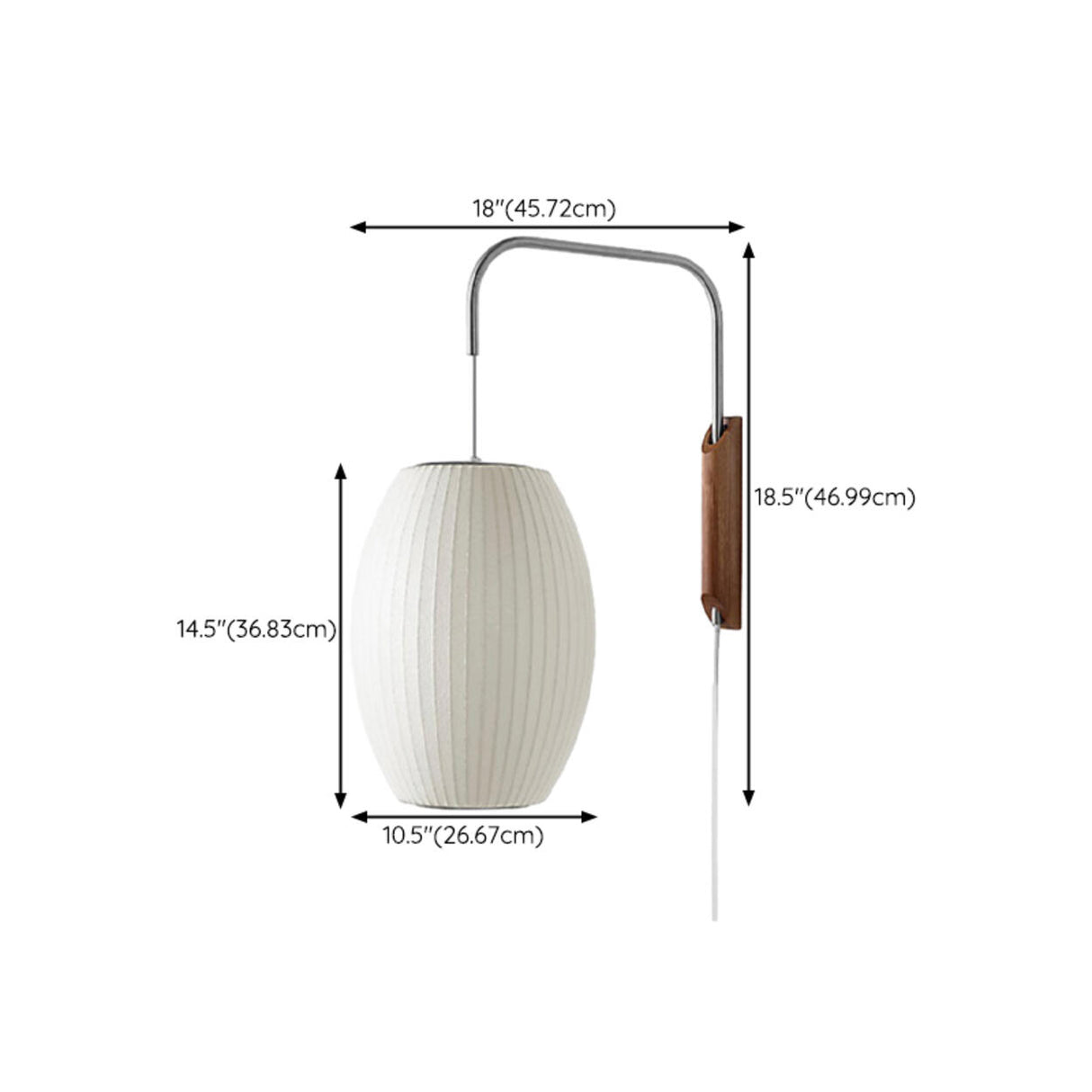 Modern White Silk Lantern Shade Chrome Wall Sconce Image - 19