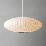 Modern White Silk Oval Dining Room Pendant Light Image - 1