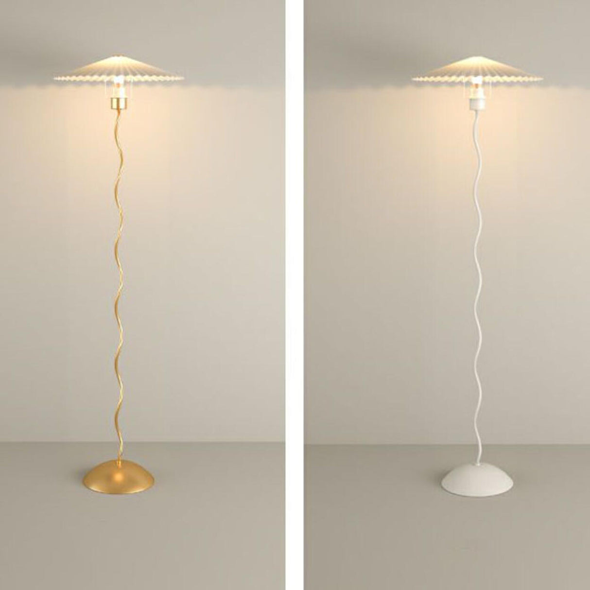 Modern White Simple Standing Wavy Floor Lamp Image - 8