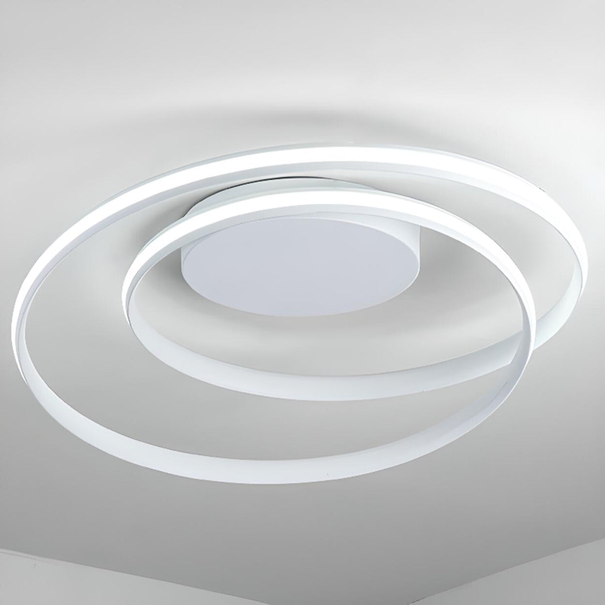 Modern White Spiral  LED Flush Mount Ceiling Light Image - 12