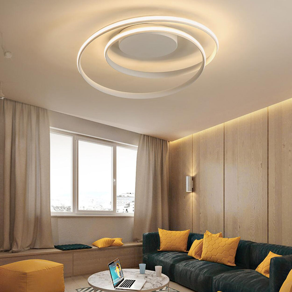 Modern White Spiral  LED Flush Mount Ceiling Light Image - 8