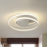 Modern White Spiral Loop LED Semi-Flush Mount Light Image - 1