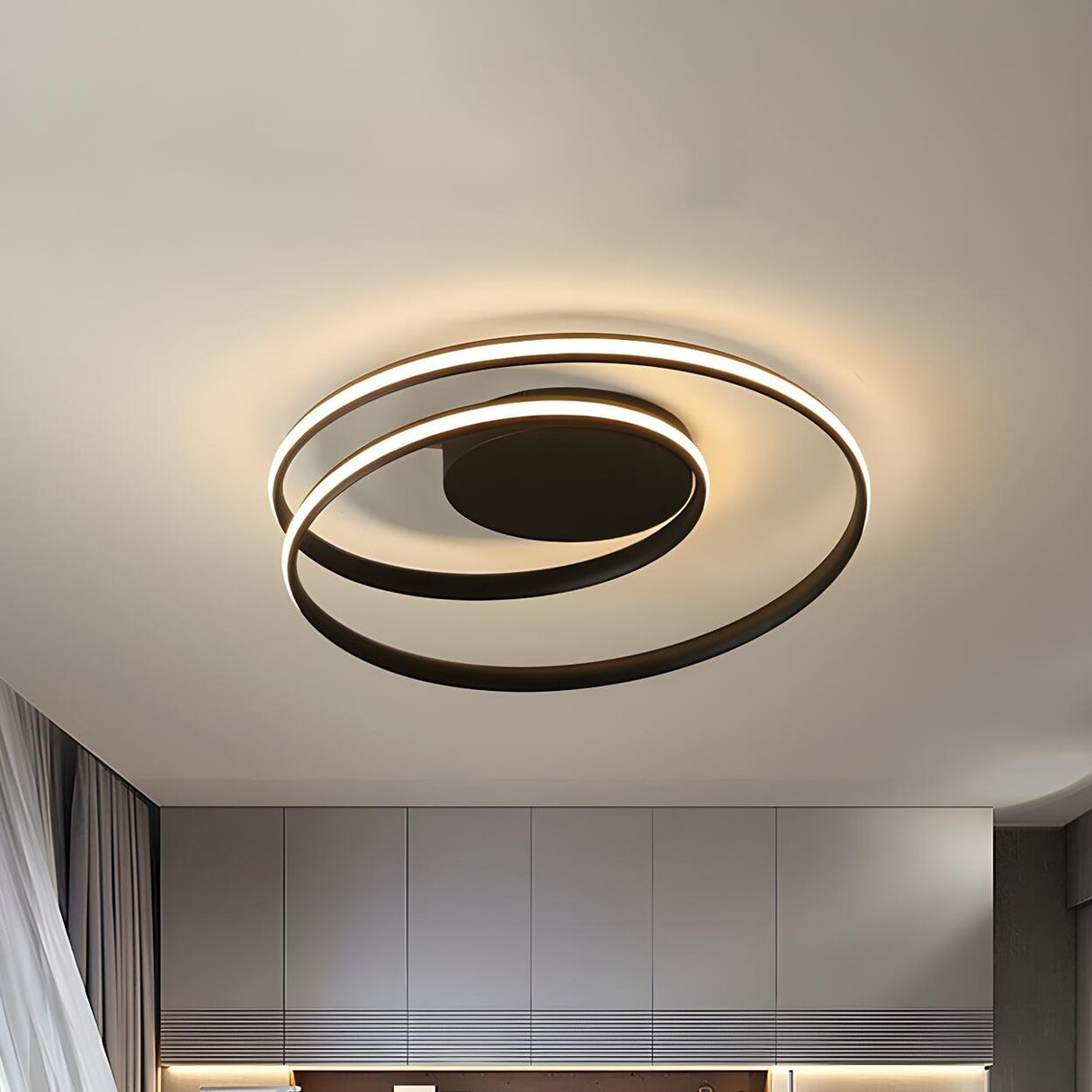 Modern White Spiral Loop LED Semi-Flush Mount Light Image - 10