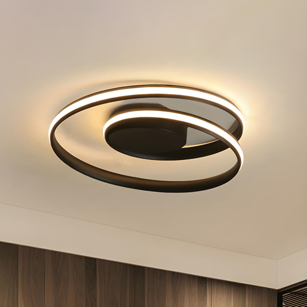 Modern White Spiral Loop LED Semi-Flush Mount Light Image - 11