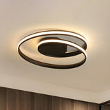 Modern White Spiral Loop LED Semi-Flush Mount Light Image - 11