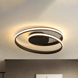 Modern White Spiral Loop LED Semi-Flush Mount Light Image - 12