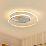 Modern White Spiral Loop LED Semi-Flush Mount Light Image - 3