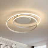 Modern White Spiral Loop LED Semi-Flush Mount Light Image - 4