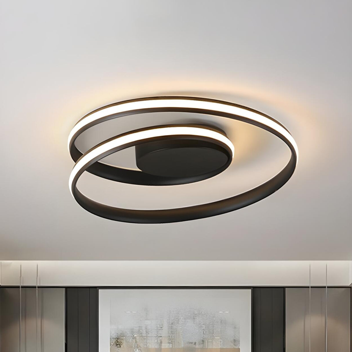 Modern White Spiral Loop LED Semi-Flush Mount Light Image - 9