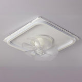 Modern White Square 8 Blade Flush Ceiling Fan Light Image - 13