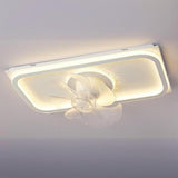 Modern White Square 8 Blade Flush Ceiling Fan Light Image - 14