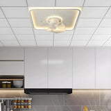 Modern White Square 8 Blade Flush Ceiling Fan Light Image - 16