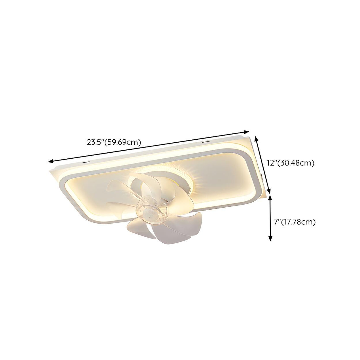 Modern White Square 8 Blade Flush Ceiling Fan Light Image - 18