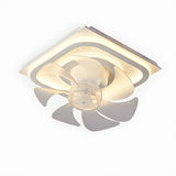 Modern White Square 8 Blade Flush Ceiling Fan Light Image - 2