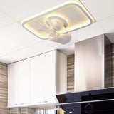 Modern White Square 8 Blade Flush Ceiling Fan Light Image - 4