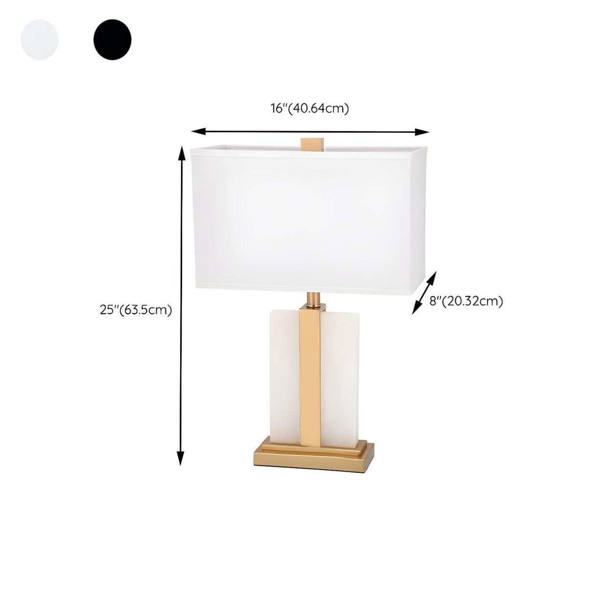 Modern White Square Fabric Shade Geometric Table Lamp 