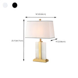 Modern White Square Fabric Shade Geometric Table Lamp Image - 12