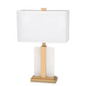 Modern White Square Fabric Shade Geometric Table Lamp Image - 5