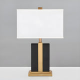 Modern White Square Fabric Shade Geometric Table Lamp Image - 6