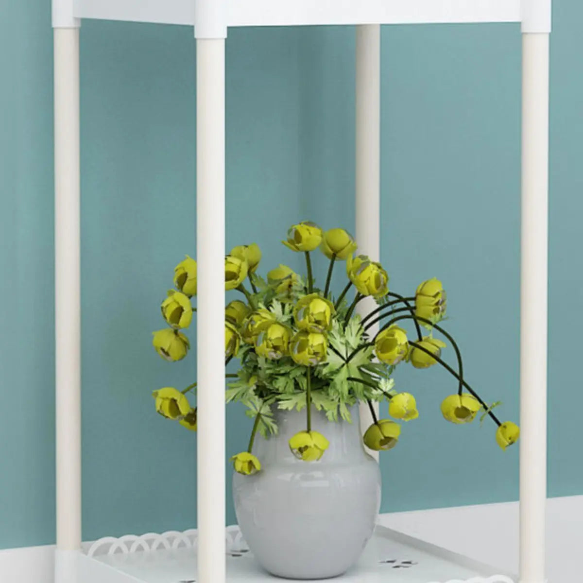 Modern White Square Polymer Indoor Sliding Plant Stand Image - 12