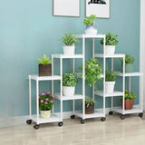 Modern White Square Polymer Indoor Sliding Plant Stand Image - 13